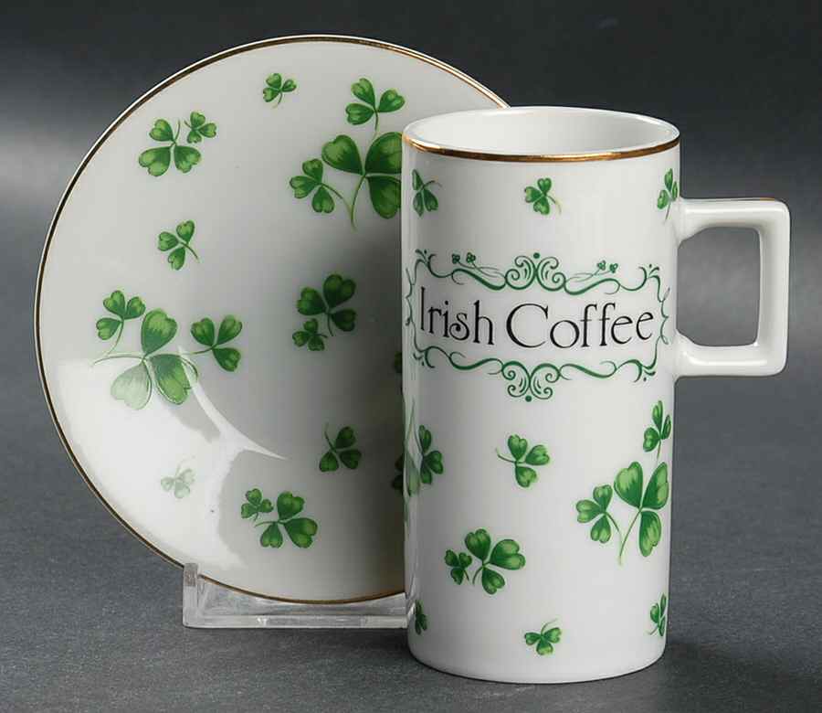 Shamrock St Patrick Irish Coffee Cup and Saucer Set by Lefton-1