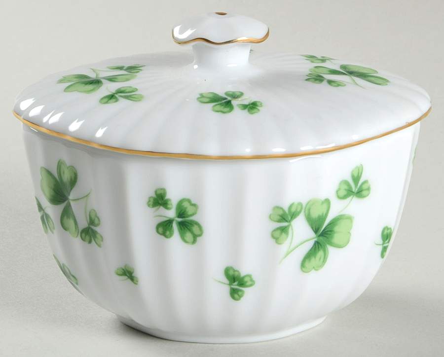 Shamrock St Patrick Sugar Bowl & Lid by Lefton-1