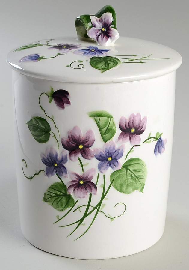 Sweet Violets Cookie Jar & Lid by Lefton-1