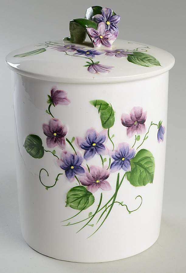 Sweet Violets Medium Canister & Lid by Lefton-1