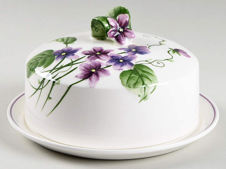 Sweet Violets Round Covered Butter by Lefton-1
