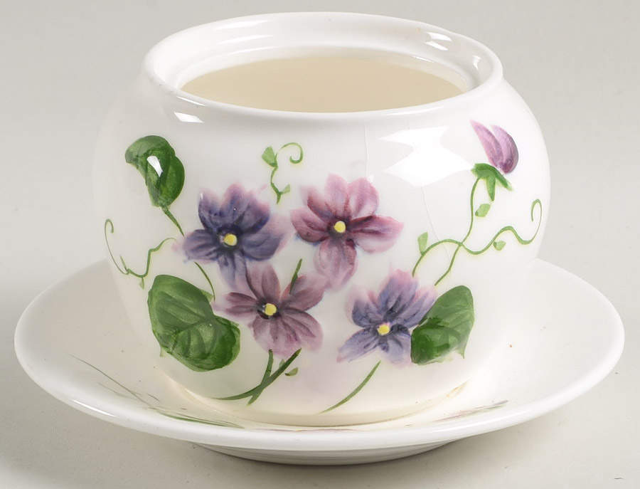 Sweet Violets Jam/Jelly w/Attached Underplate No Lid by Lefton-1