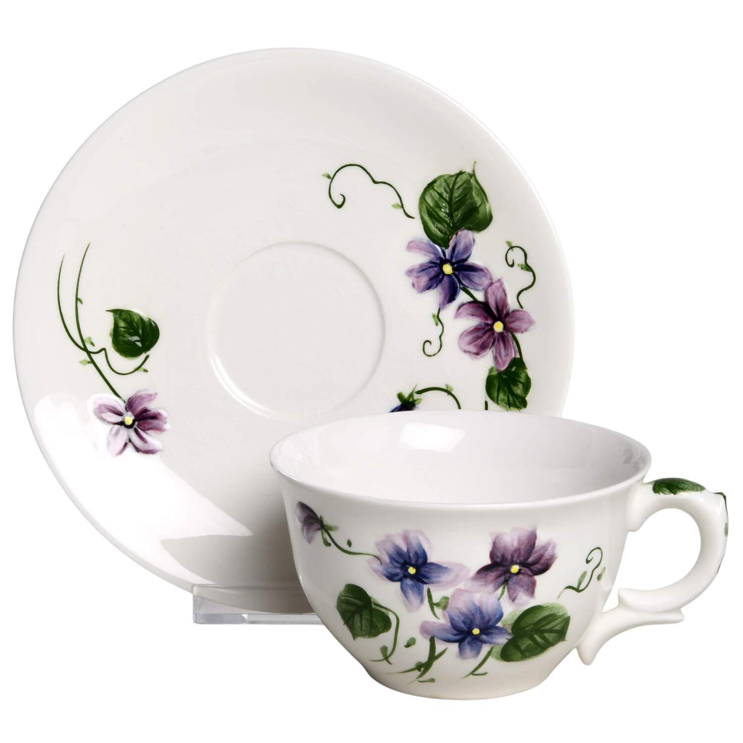 Sweet Violets Flat Cup & Saucer Set by Lefton-1