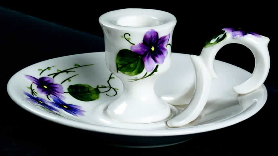 Sweet Violets Handled Candleholder by Lefton-1