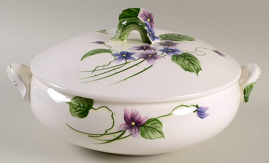 Sweet Violets Round Covered Vegetable by Lefton-1