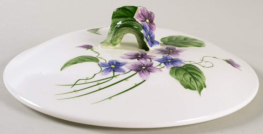 Sweet Violets Lid for Round Vegetable by Lefton-1