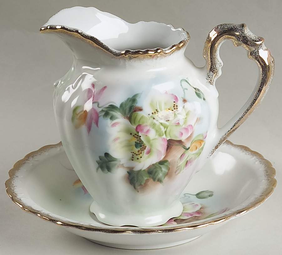 To A Wild Rose Miniature Pitcher and Bowl Set by Lefton-1