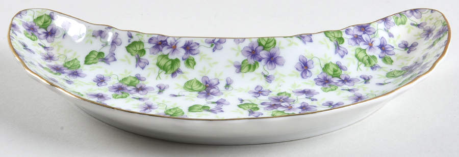Violet Chintz Crescent Salad Plate by Lefton-1