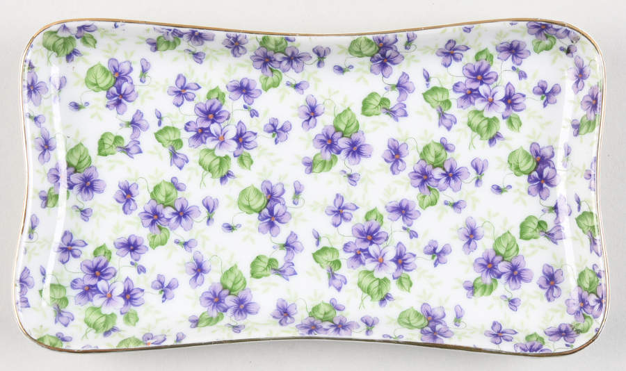 Violet Chintz Tray for Mini Creamer & Sugar with Lid by Lefton-1
