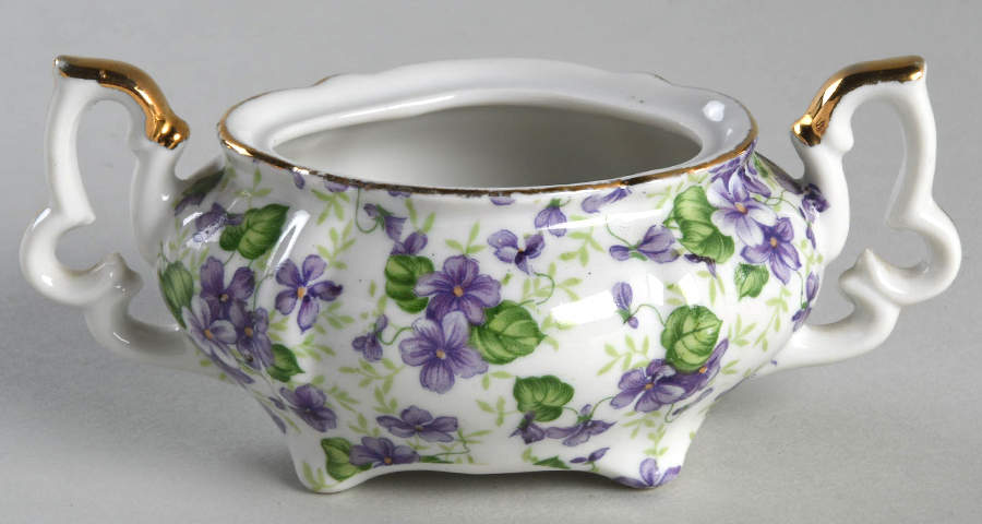 Violet Chintz Sugar Bowl No Lid by Lefton-1