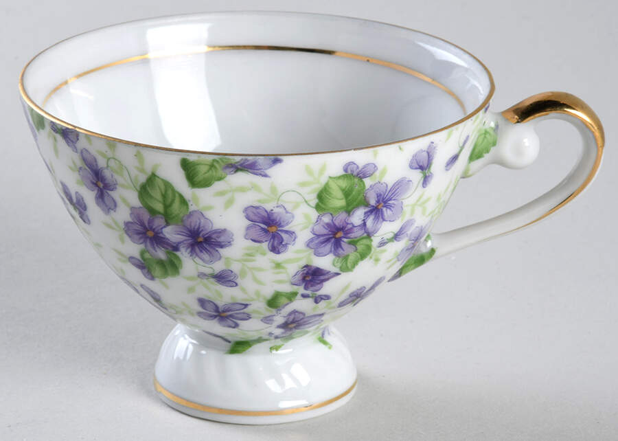 Violet Chintz Footed Demitasse Cup by Lefton-1