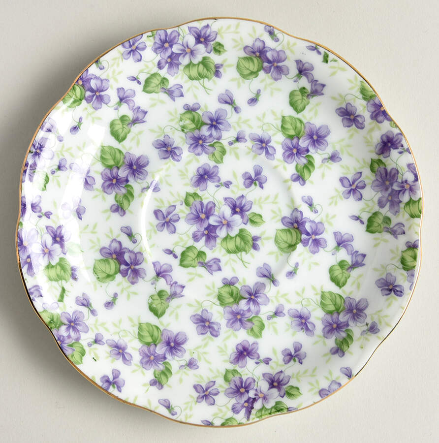 Violet Chintz Saucer for Footed Cup by Lefton-1