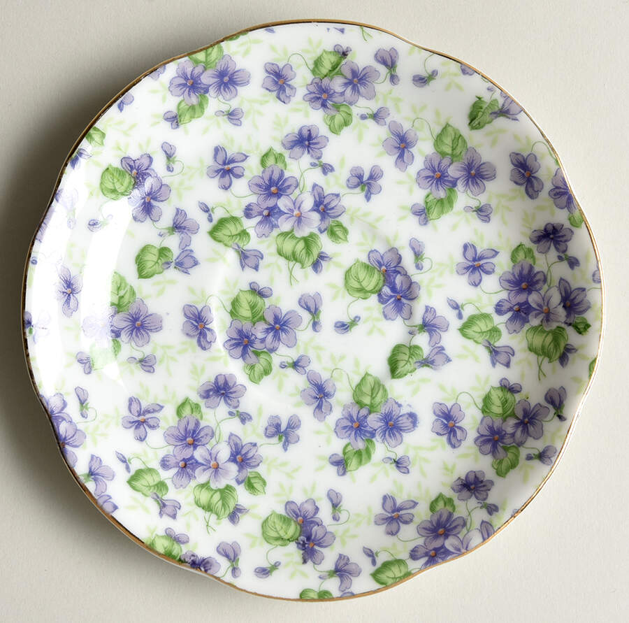Violet Chintz Saucer for Footed Cup by Lefton-1