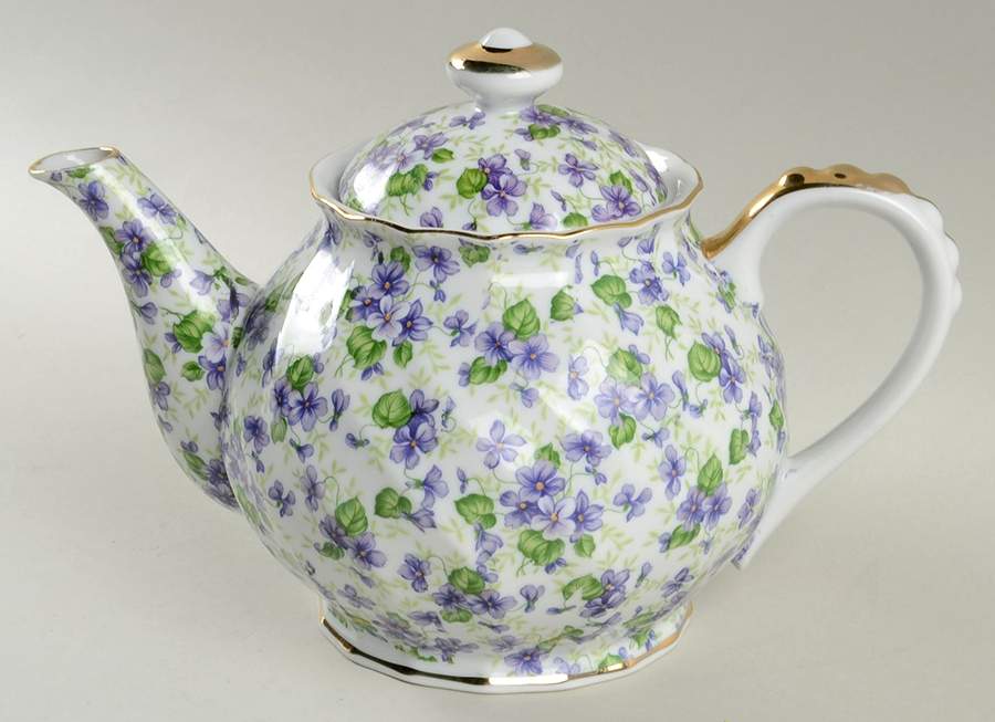 Violet Chintz Teapot & Lid by Lefton-1