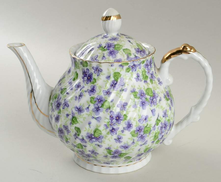 Violet Chintz Teapot & Lid by Lefton-1