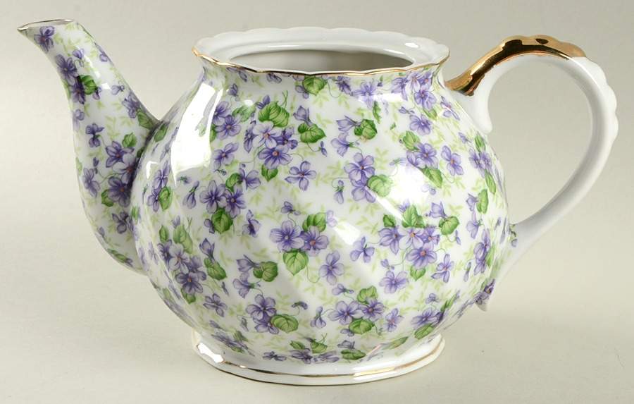 Violet Chintz Teapot No Lid by Lefton-1