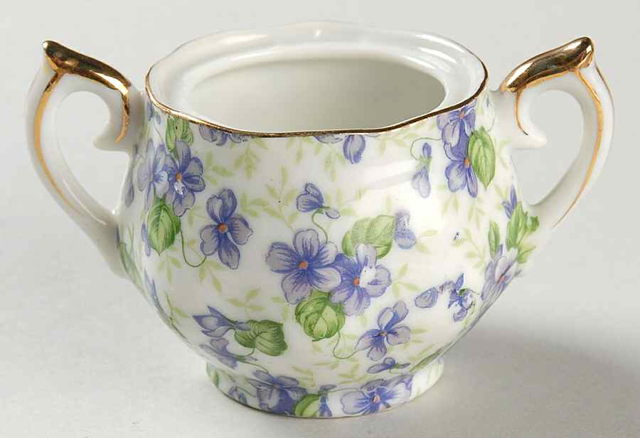 Violet Chintz Individual Sugar Bowl No Lid by Lefton-1
