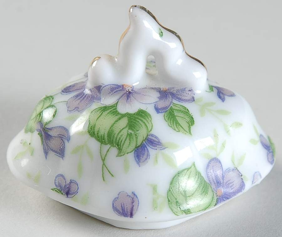Violet Chintz Lid for Individual Sugar Bowl by Lefton-1
