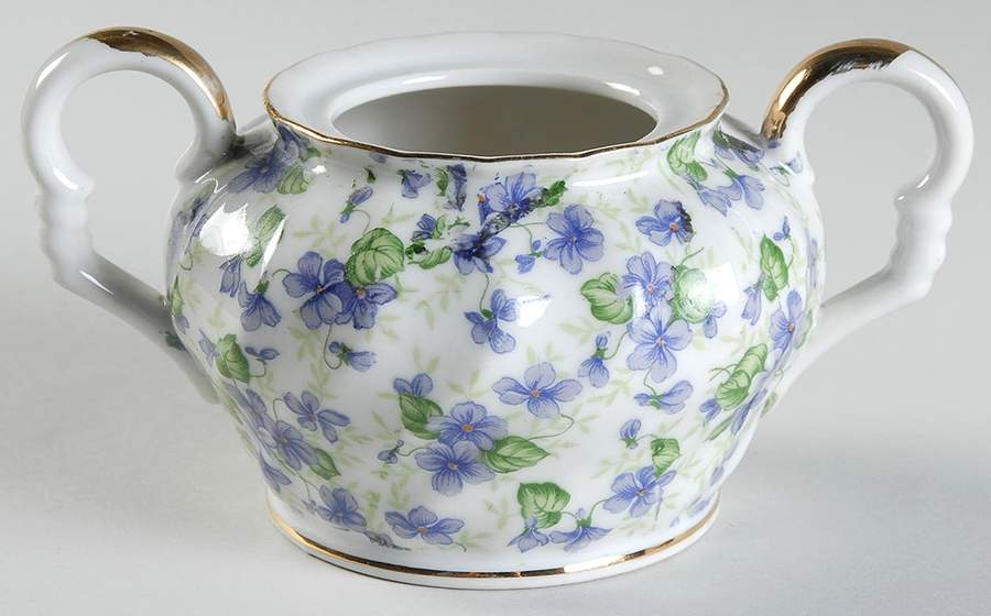Violet Chintz Sugar Bowl No Lid by Lefton-1