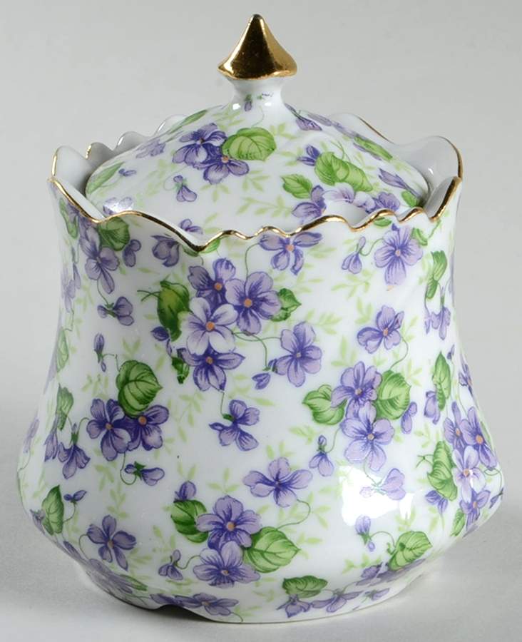 Violet Chintz Jam/Jelly & Lid by Lefton-1