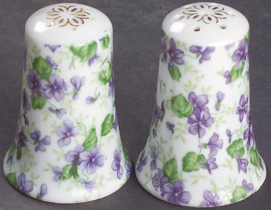 Violet Chintz Salt & Pepper Set by Lefton-1