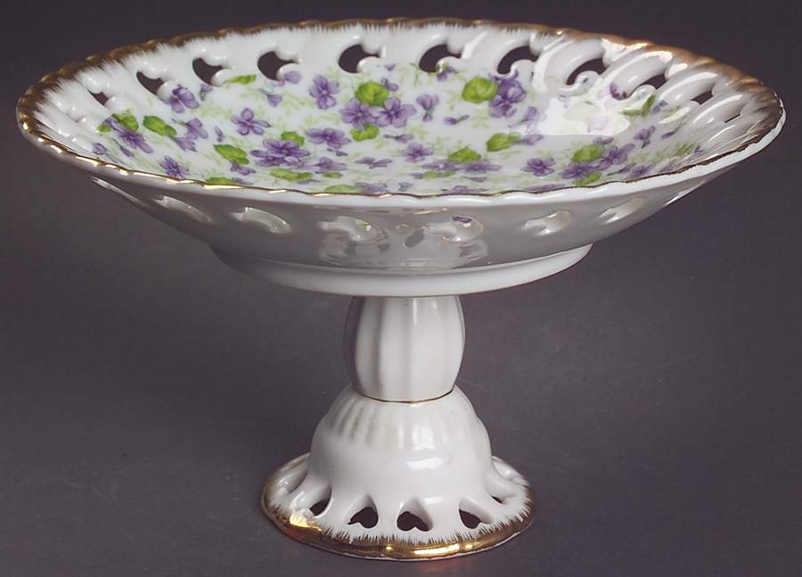 Violet Chintz Round Compote (Height X Width) by Lefton-1