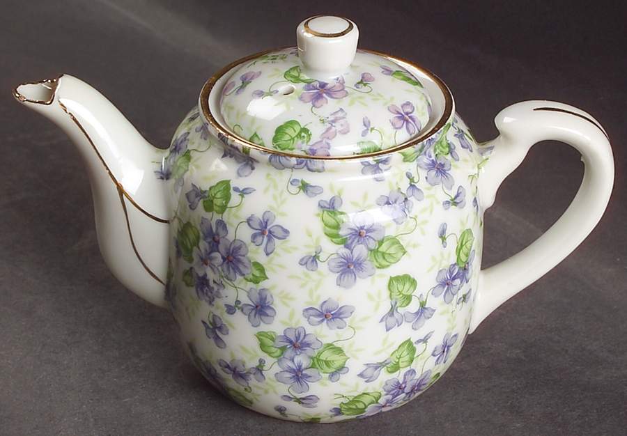 Violet Chintz Individual Teapot & Lid by Lefton-1