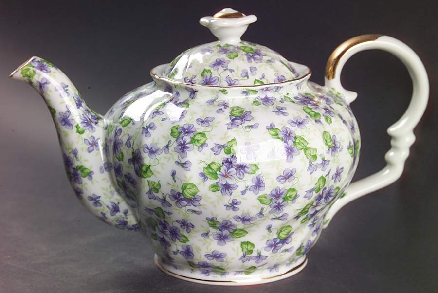 Violet Chintz Teapot & Lid by Lefton-1