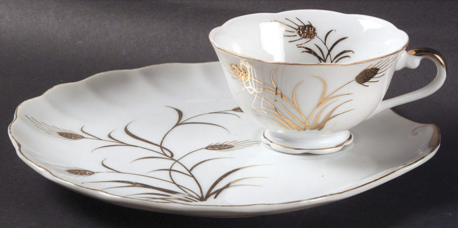 Wheat Snack Plate & Cup Set by Lefton-1