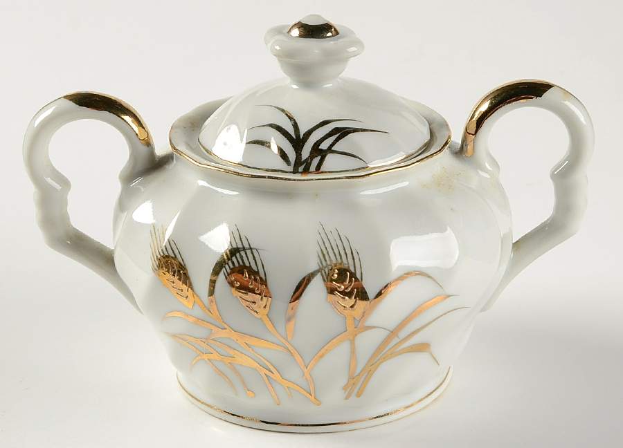 Wheat Sugar Bowl & Lid by Lefton-1