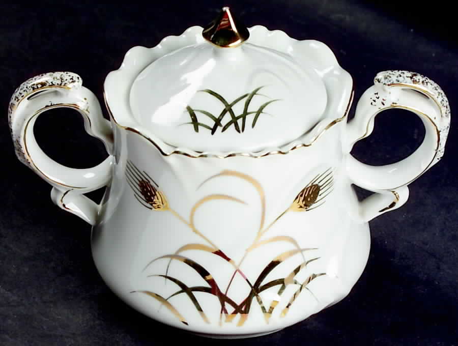 Wheat Sugar Bowl & Lid by Lefton-1