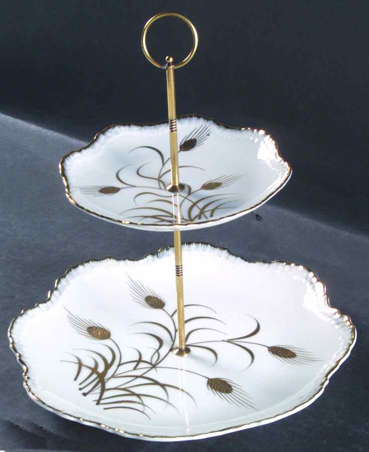Wheat 2 Tiered Serving Tray (Lunch & Bread/Butter Plate) by Lefton-1