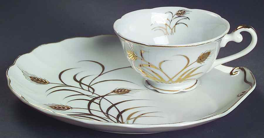 Wheat Snack Plate & Cup Set by Lefton-1