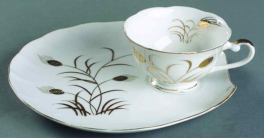 Wheat Snack Plate & Cup Set by Lefton-1