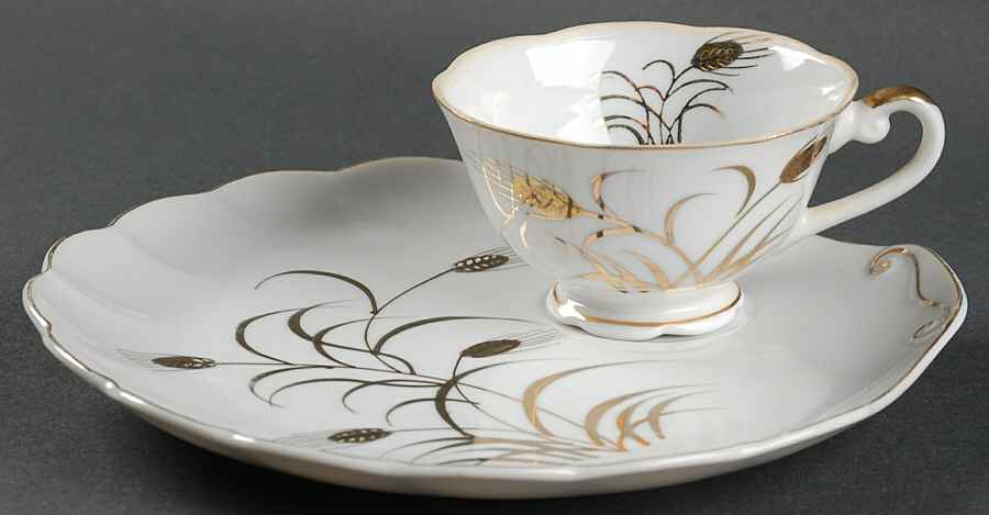 Wheat Snack Plate & Cup Set by Lefton-1