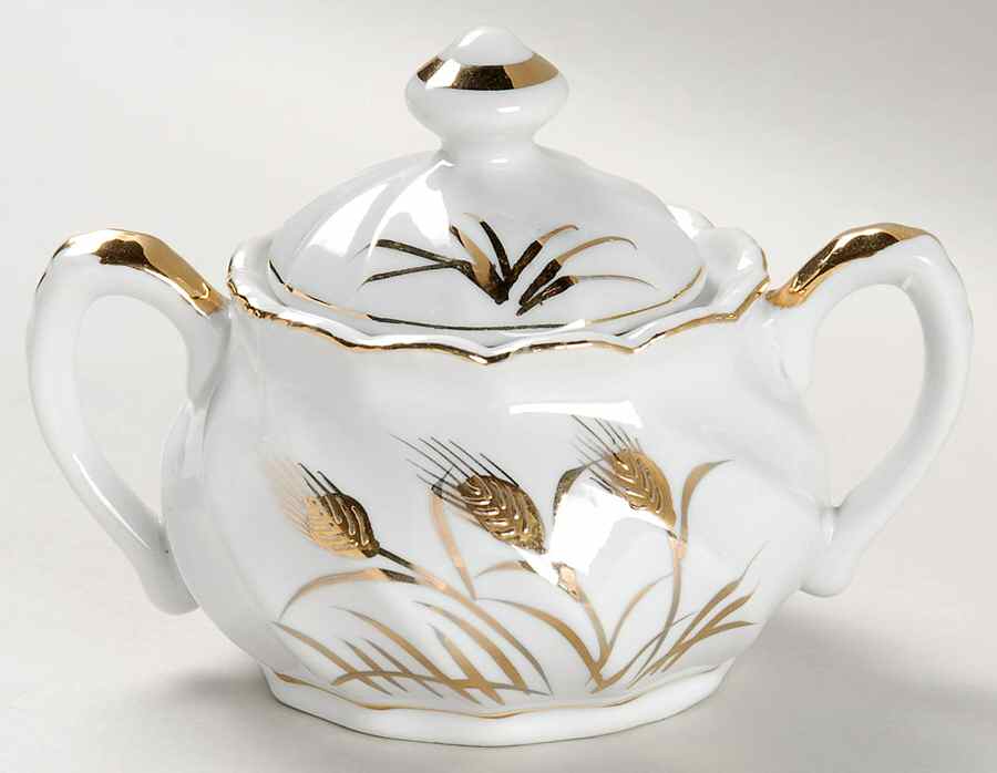 Wheat Sugar Bowl & Lid by Lefton-1