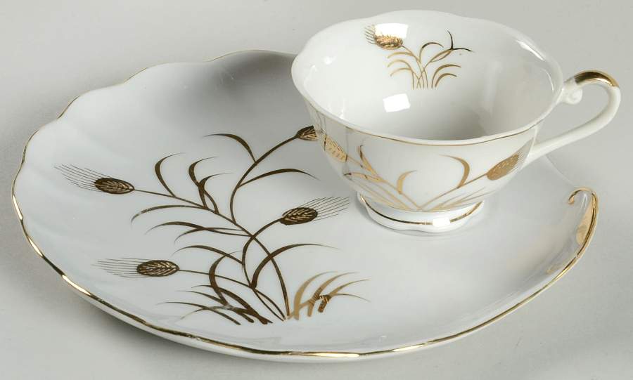 Wheat Snack Plate & Cup Set by Lefton-1