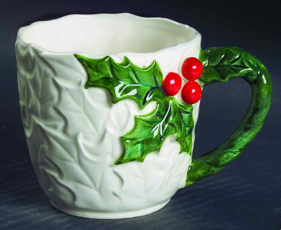 White Holly Mug by Lefton-1