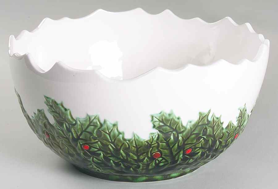 White Holly 9" Salad Serving Bowl by Lefton-1