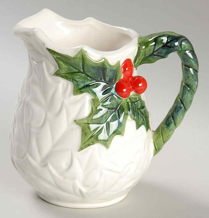 White Holly Creamer by Lefton-1