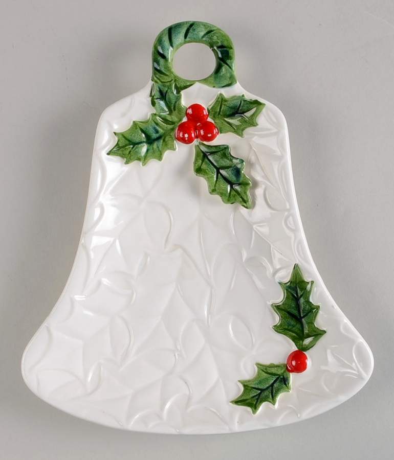 White Holly Bell Shaped Plate by Lefton-1