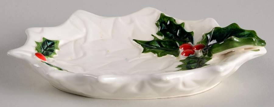 White Holly 7" Leaf Dish by Lefton-1