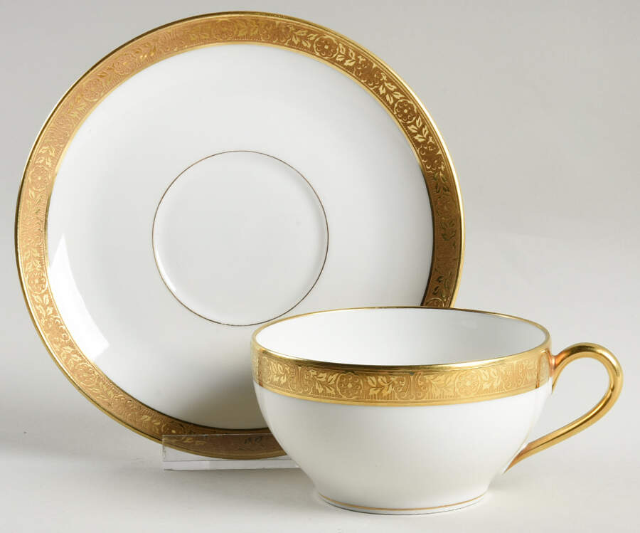 Bourbon Flat Cup & Saucer Set by F Legrand & Cie-1