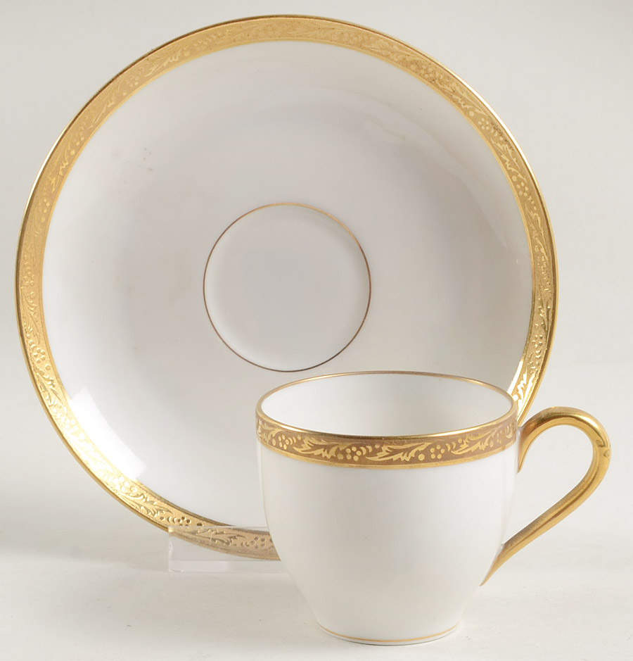 Elysee Flat Demitasse Cup & Saucer Set by F Legrand & Cie-1