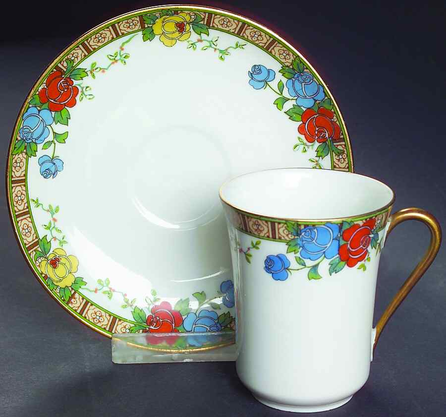 Fleurette Chocolate Cup & Saucer Set by F Legrand & Cie-1