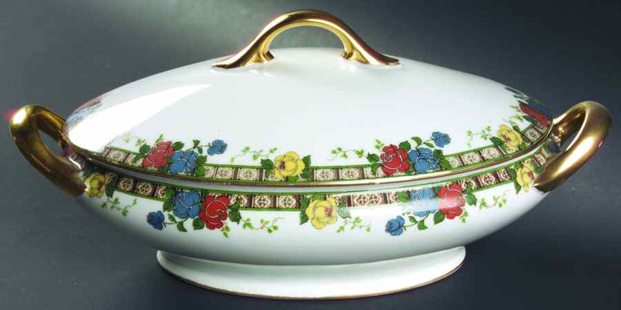 Fleurette Oval Covered Vegetable by F Legrand & Cie-1
