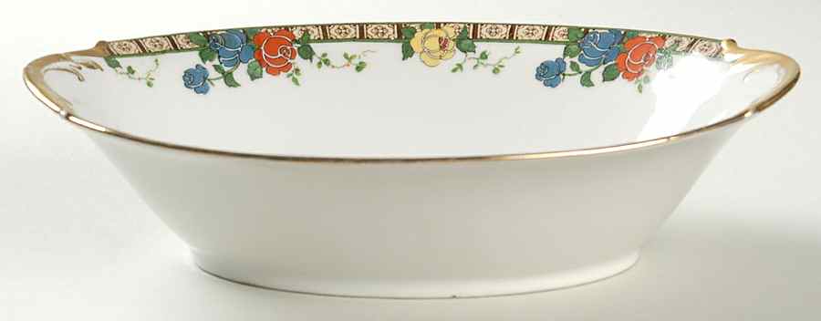 Fleurette 9" Oval Vegetable Bowl by F Legrand & Cie-1
