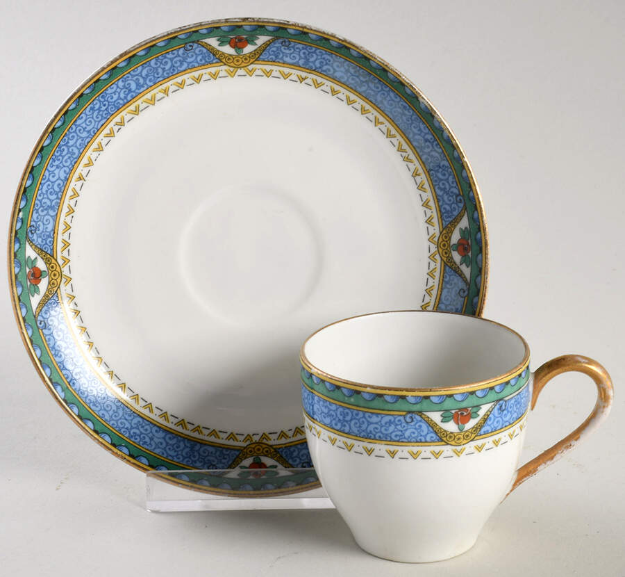 Orleans Flat Demitasse Cup & Saucer Set by F Legrand & Cie-1