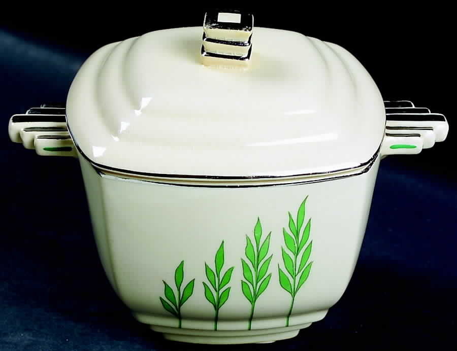 Green Wheat (Square) Sugar Bowl & Lid by Leigh Potters-1