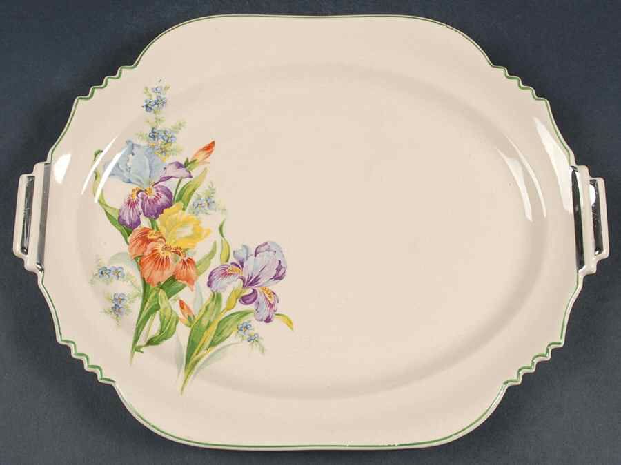 Iris Bouquet 11" Oval Serving Platter by Leigh Potters-1